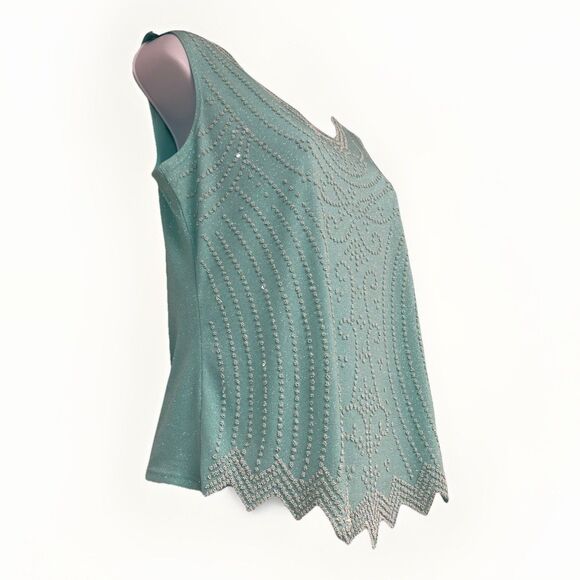 MSK (Medium) Y2K Turquoise Blue beaded sequin tank top winx club fairy (FLAW) - Picture 2 of 11